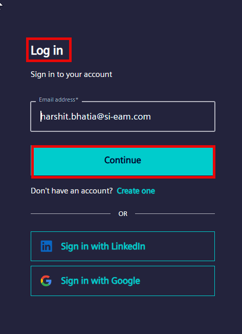 Login page